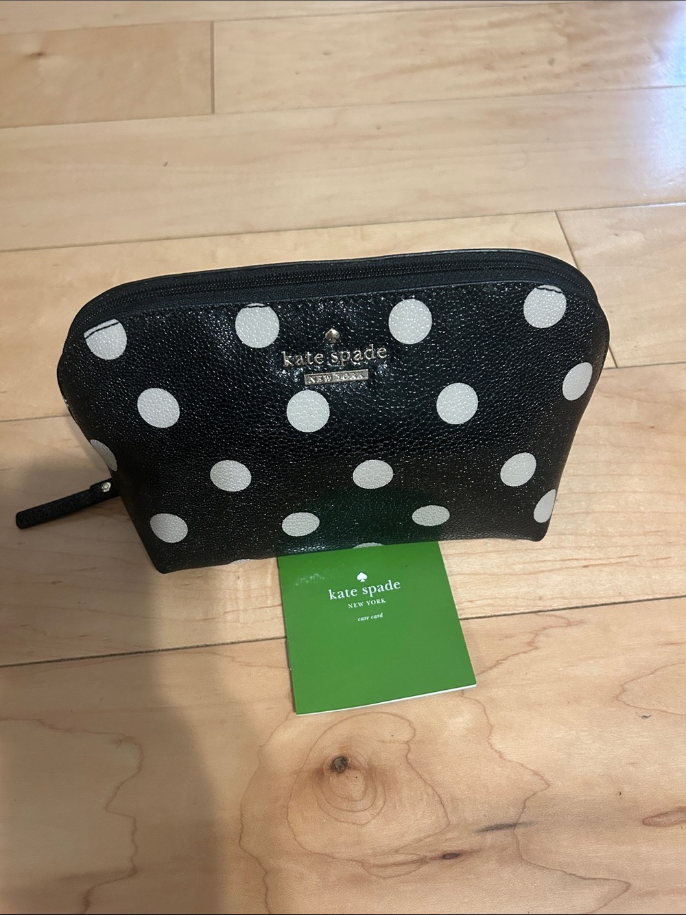 kate spade Black and White Polka Dot Zip Cosmetic Pouch